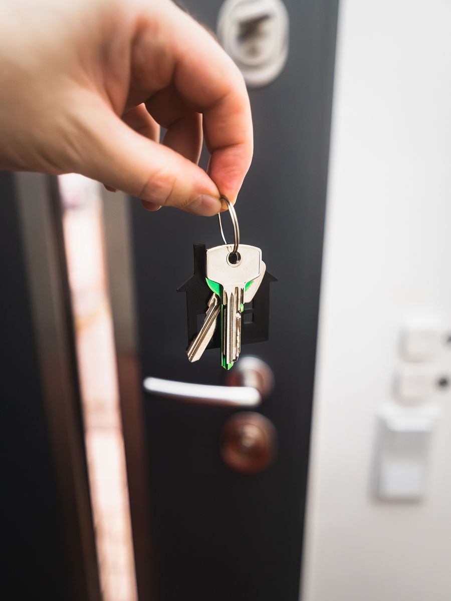 House keys ready at a front door
